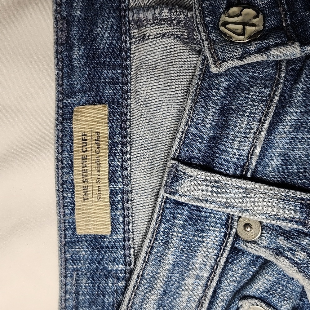 Ag Adriano Goldschmied Stevie cuff jeans Slim Straight cuffed Sz 25 Medium Wash - Picture 4 of 14